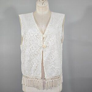 Vintage 90s Sophisticates Jonathan Martin Womens M Lace Fringe Vest